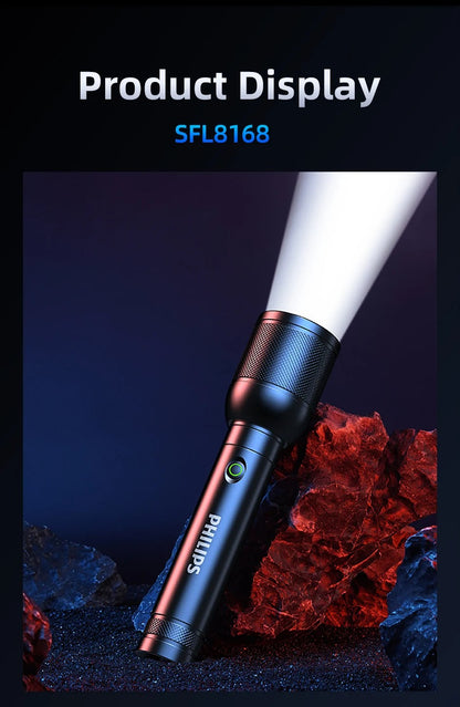 2025 New Philips SFL8168 3200 Lumen LED Flashlight 1000m Portable Powerful Bright Flashlights Camping Lamp for Outdoor Hiking