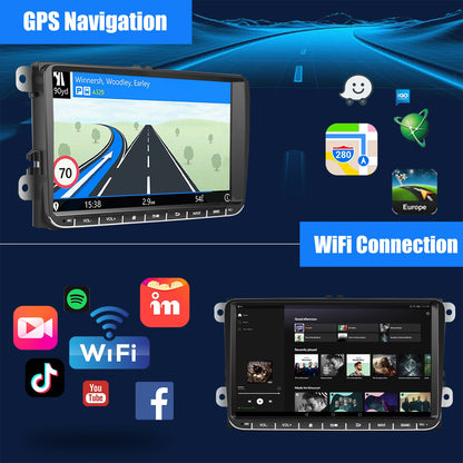 Central Multimídia 9" Android 14 4G+64G Sem Fio Carplay GPS NAVI WIFI RDS FM BT EQ para VW Golf 5 6 Passat Polo Touran Tiguan Caddy EOS