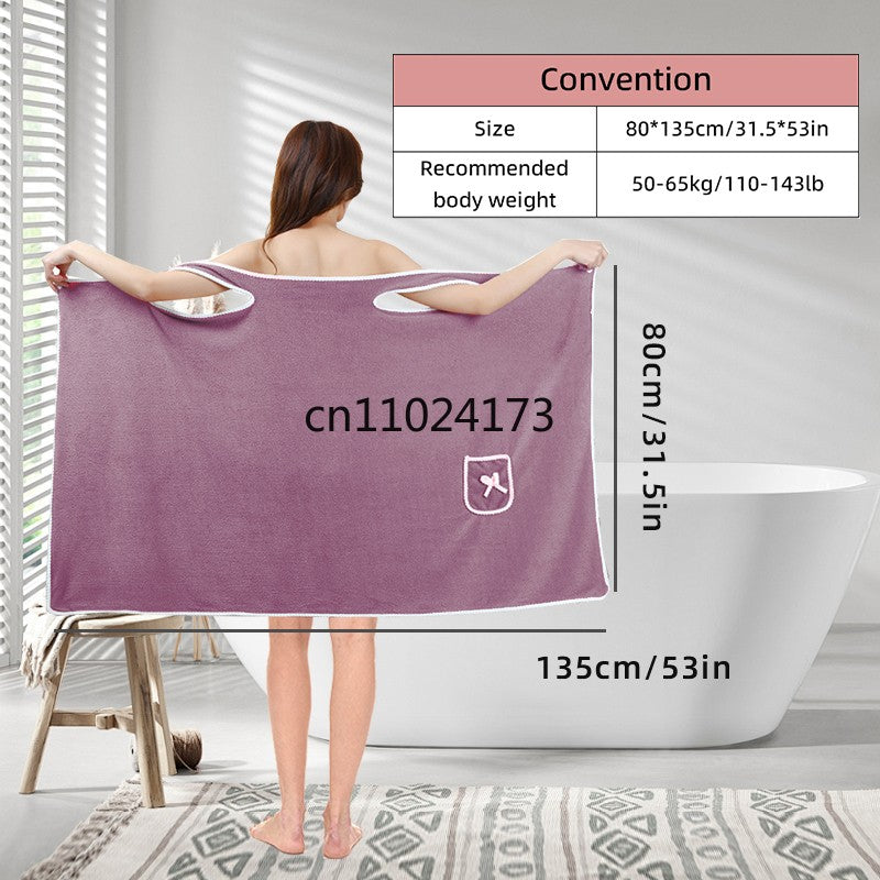 Womens Bath Towels Girls Wearable Fast Drying Bathing Beach Spa Bathrobes Wash Clothing, Shower Bath And Gym Towel