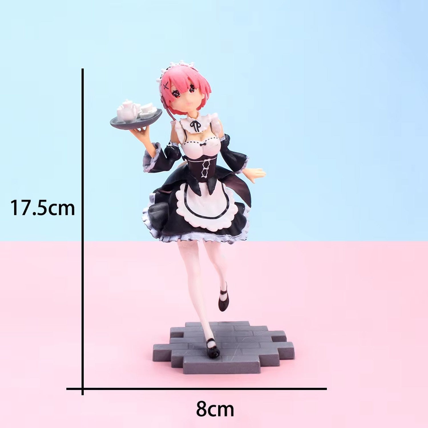 Re:Zero Rem & Ram Figure Set - Maid Costume with Tray, Standing Pose, Detailed Collectible Models for Collection & Display