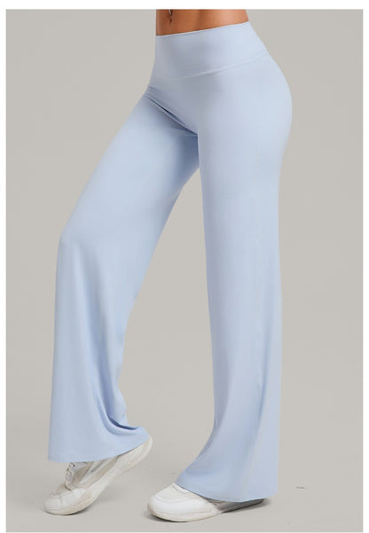 Women's New Pilates Straight Leg Yoga Pants Hip Lifting Tight Fitting Wide Leg Pants Outdoor Sports Running Casual Fitness Pants