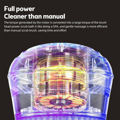 Electric shower brush, rechargeable, waterproof IPX7, 3-speed 6-in-1, wireless shower brush head, lazy scrubbing tool