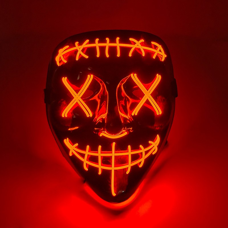 2026 Halloween Party Supplies Luminous LED Purge Mask Wireless EL Neon Light Full Face Mask Cosplay For Adult Glow In The Dark
