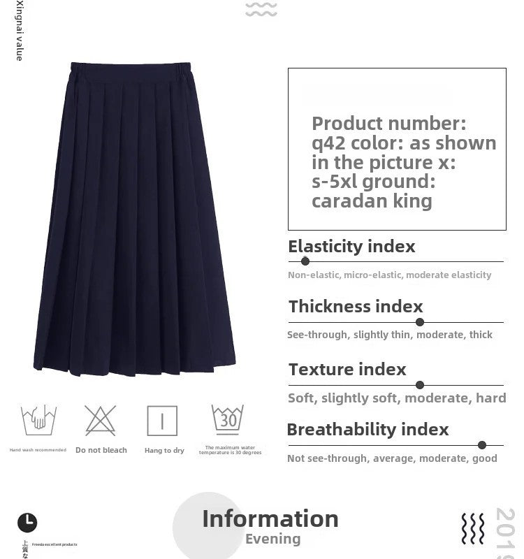 Spring Hot Sale Of The Season Women's Basic JK Uniform Skirt A- Line Elastic Waist Dark Blue Pleated Skirt College Style Half-le