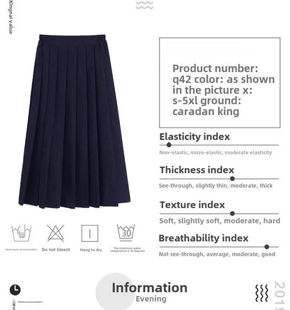 Spring Hot Sale Of The Season Women's Basic JK Uniform Skirt A- Line Elastic Waist Dark Blue Pleated Skirt College Style Half-le