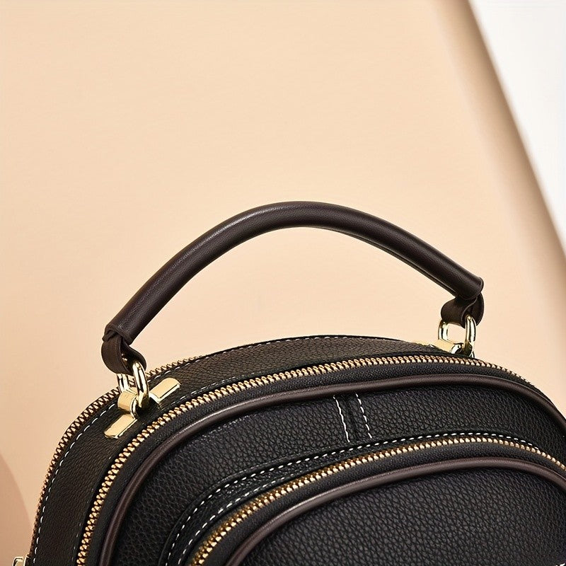 Luxury Multi-pocket Women's Shoulder Bag Hard Leather Handbag For Female Fashion