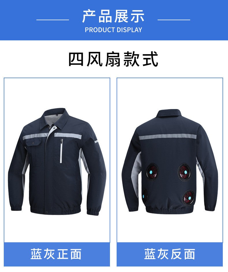 Summer Cooling Jacket Men's Hooded Fan Jacket Heat Resistant Fan Air Conditioner Clothes Breathable Outdoor Fishing Fan Workwear