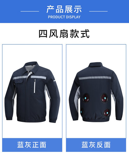 Summer Cooling Jacket Men's Hooded Fan Jacket Heat Resistant Fan Air Conditioner Clothes Breathable Outdoor Fishing Fan Workwear