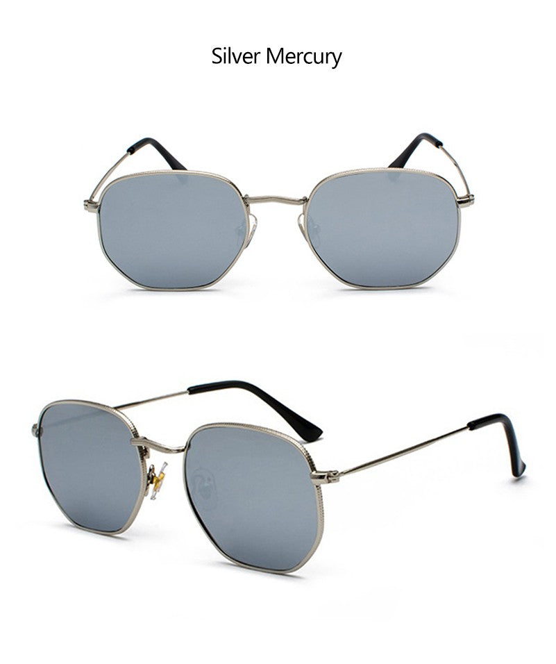 Hexagon Men Women Sunglasses Square Polygon Sun Glasses Brand Designer Retro Shades Metal Frame Eyewear TOP UV400 de sol hombre