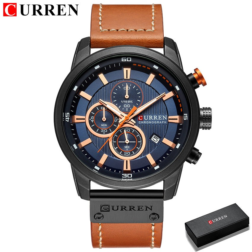 CURREN Brand Watch Men Leather Sports Watches Men's Army Military Quartz Wristwatch Chronograph Male Clock Relogio Masculino