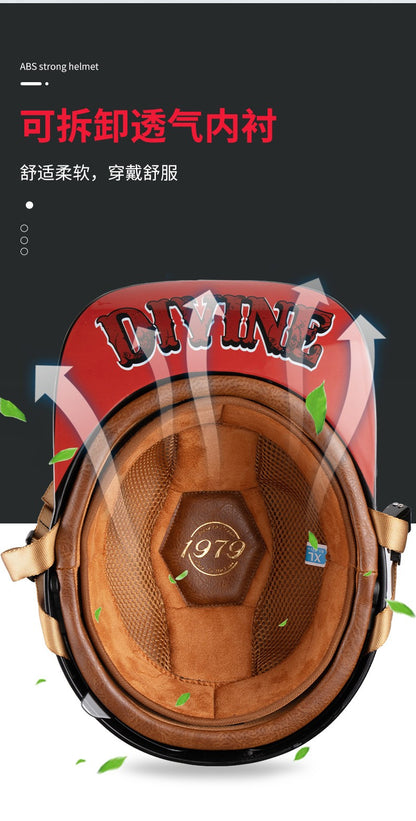 Boné de beisebol com personalidade retrô de gângster para homens e mulheres, capacete de motocicleta, capacete de beisebol, capacete de carro elétrico, meio capacete