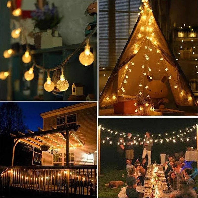 LED Crystal Ball String Lights Battery Power Romantic Bubble Ball Light String Indoor Garden Party Christmas Festival Decoration