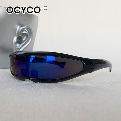 OCYCO X-men Futuristic Stylist One-piece Punk Wrap Around Fashion Glasses Personality Retro Large Frame Square Sunglasses
