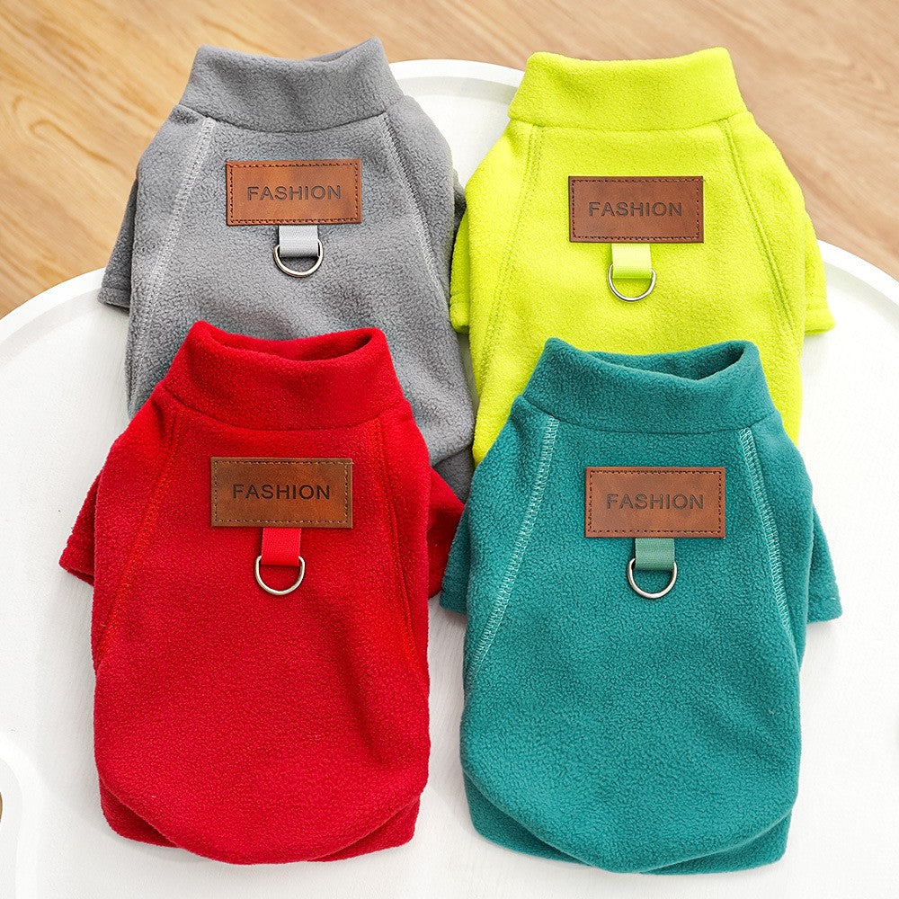 Moletom de Pelúcia Outono Inverno para Cães e Gatos, Casaco com Base de Pelúcia, Agasalho para Cachorros e Gatos, Pode Ser Puxado, Roupas de Ursinho de Pelúcia para Cães Pequenos