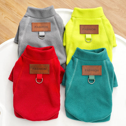 Moletom de Pelúcia Outono Inverno para Cães e Gatos, Casaco com Base de Pelúcia, Agasalho para Cachorros e Gatos, Pode Ser Puxado, Roupas de Ursinho de Pelúcia para Cães Pequenos