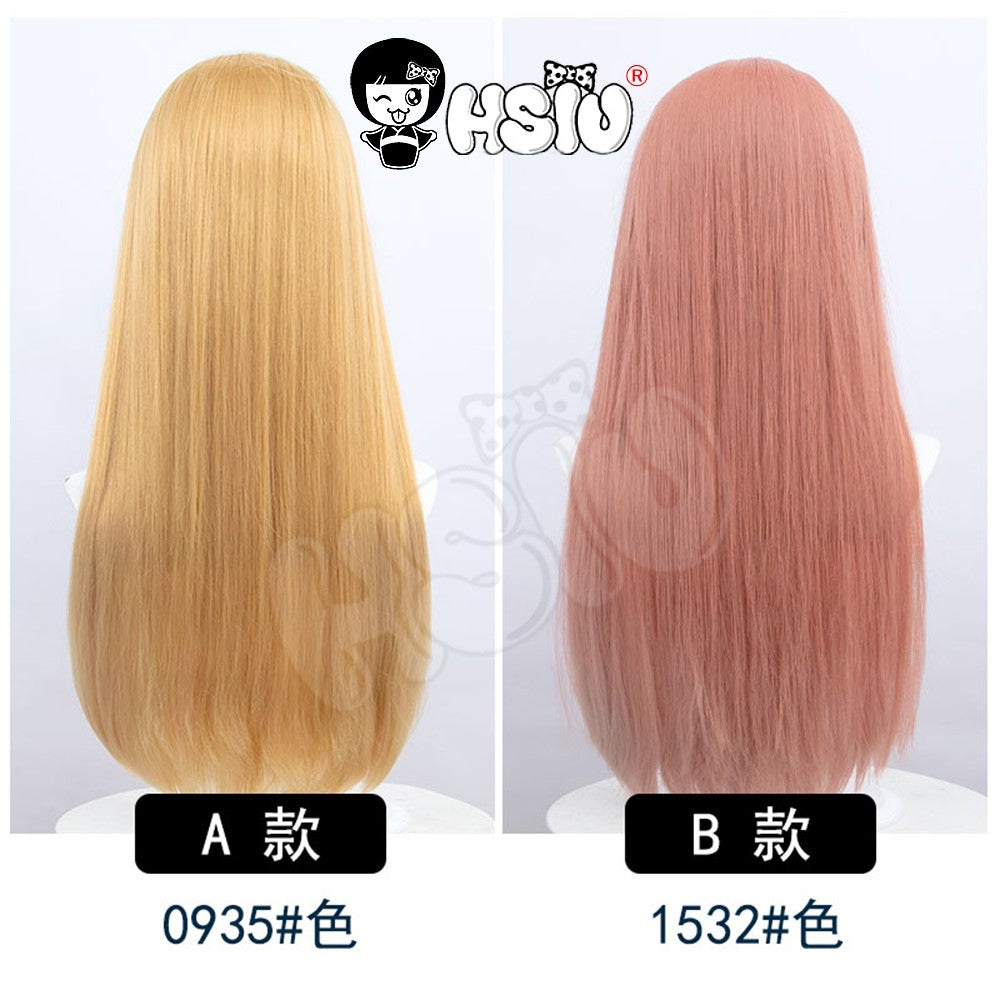 ?HSIU Brand?26 Colors 60cm Long Straight Hair Pink Gray  White purple Black pink Fiber synthetic wig + Free brand wig net