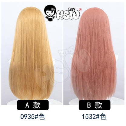 ?HSIU Brand?26 Colors 60cm Long Straight Hair Pink Gray  White purple Black pink Fiber synthetic wig + Free brand wig net