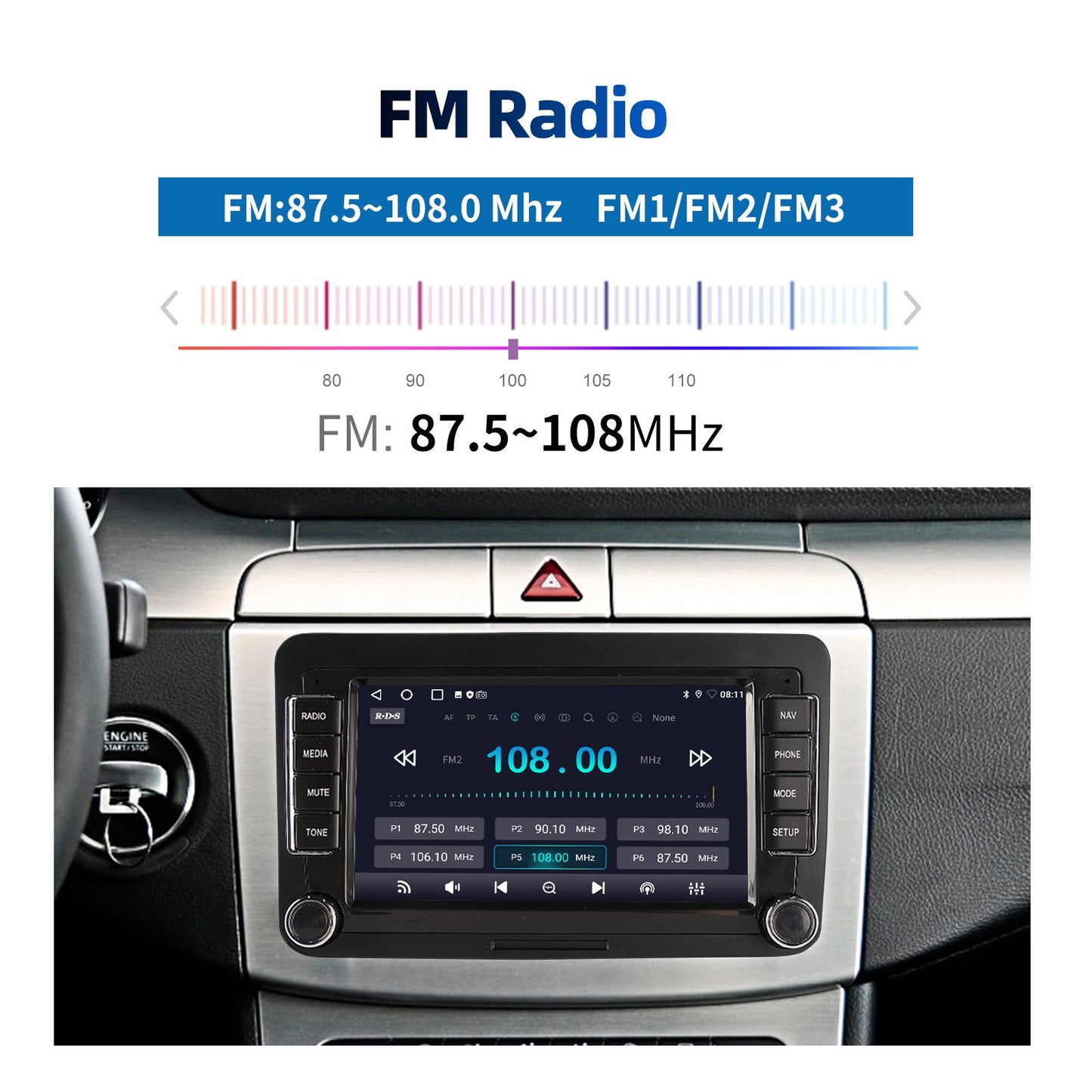 7" Car Stereo Android 14 For VW Volkswagen Jetta Passat Golf MK5 MK6 Apple Carplay GPS Navigation FM Radio WiFi SWC Head Unit BT