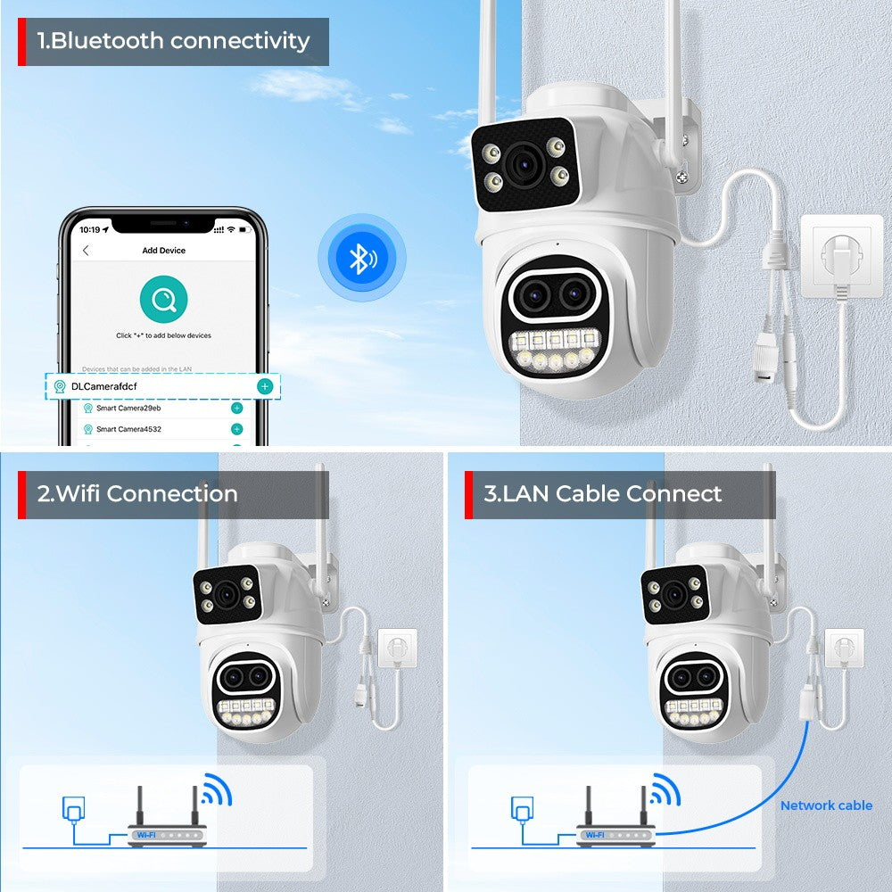 BESDER 6K 12MP Wifi Camera PTZ Dual Screen 8X Digital Zoom AI Auto Tracking Outdoor 8MP CCTV IP Camera Security Protection iCSee