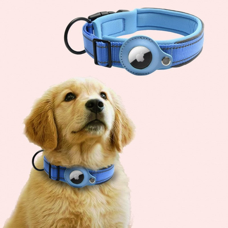 Coleira de cachorro AirTag, coleira reflexiva, coleiras acolchoadas, suporte para AirTag, coleira ajustável para cães pequenos, médios e grandes