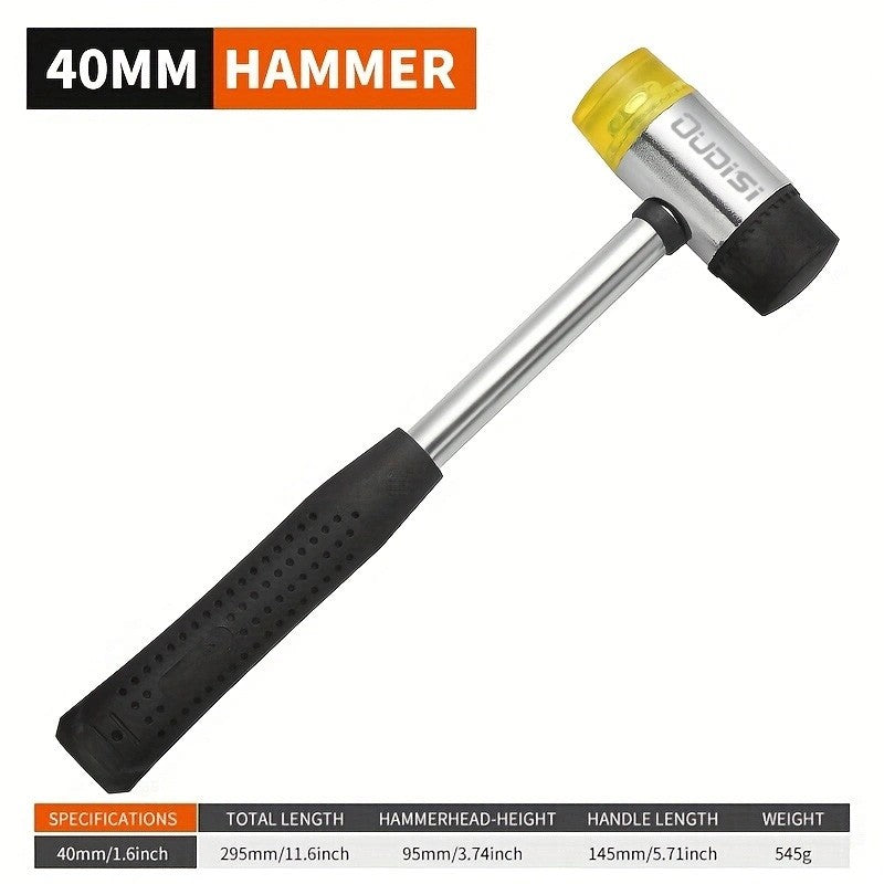1 martelo de borracha, equipado com um medidor de anel de madeira para reparo e ajuste, martelo de borracha para instalação, martelo de percussão