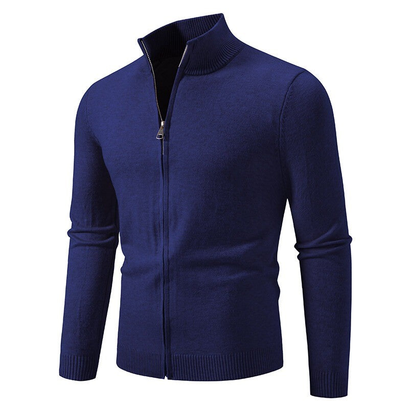 Animal Game Men's Zipper Cardigan Sweater Slim Fit Sweaters Stand Knitwear Jumper Warm Cold Blouse Zip Long Sweatcoats