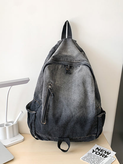 Men's and Women's Backpacks, Student Schoolbags, Large-Capacity Washed Denim Bags