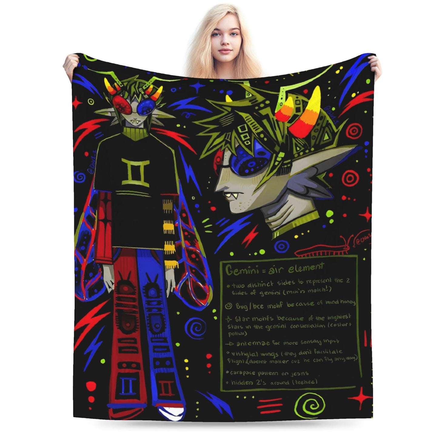 Manta de Flanela Homestucked Manga Cobertor Macio e Quente para Sofá Cama Viagem Engraçado Colcha Capa de Sofá-Cama