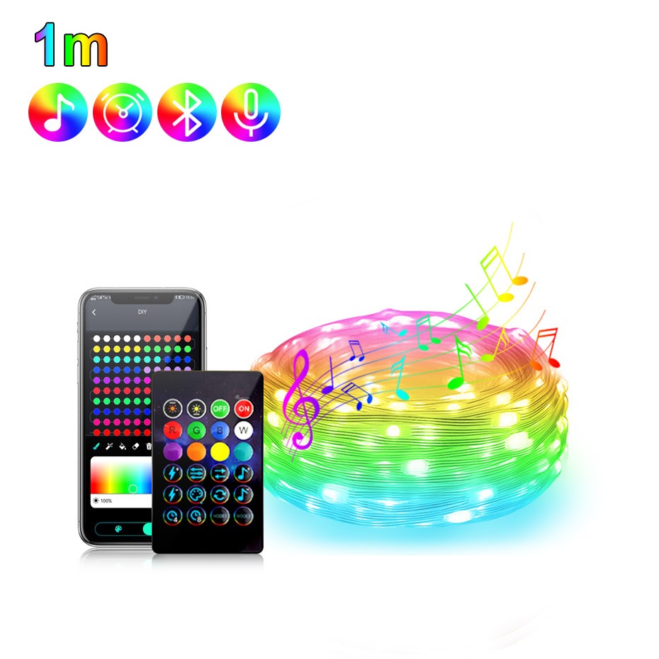 Bluetooth Smart LED String Fairy Lights 5V WS2812B Christmas Garland Light RGBIC Dream Color Waterproof IP67 for Party Holiday