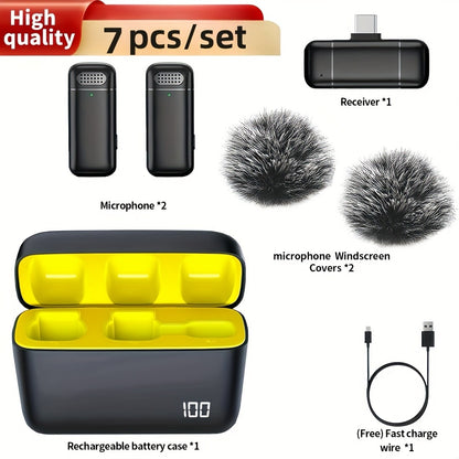 Microfone de Lapela com Estojo de Carregamento Mini Microfone Sem Fio para Celular Android IOS com Função de Cancelamento de Ruído para Gravar Vídeos