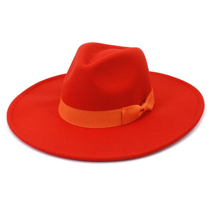 Big Wide Brim Women Hats 2021 Winter Autumn Ladies Elegant Retro Felt Fedora Hat Wedding Church Dress Formal Hat