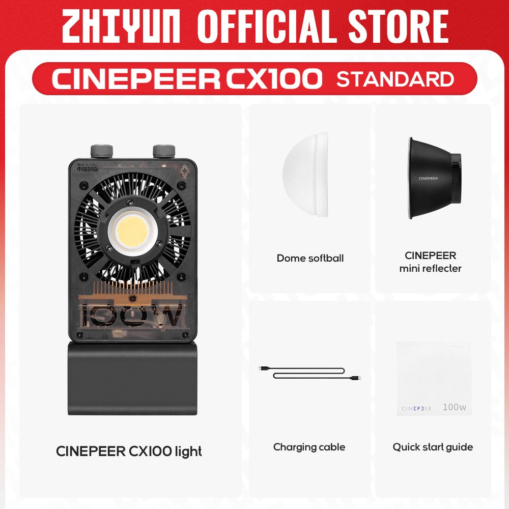 ZHIYUN Official CINEPEER CX100 100W Handheld Led COB Light Pocket Video Light Bi Color Photo Fill Light Photography Lighting