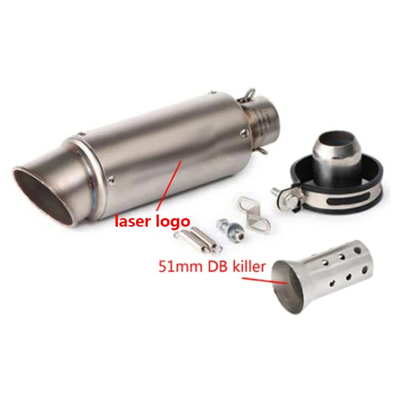 motorcycle exhaust inox muffler carbon fiber exhaust Universal 51/60mm with DB Killer for z900 R3 R25 MT07 MT09 R1 Z400 Z650