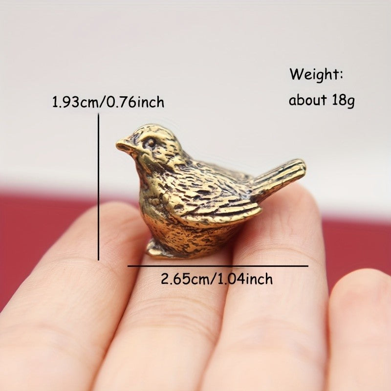 1 brass sparrow figurine, Christmas tea pet desktop home decoration, personalized fun Christmas gifts