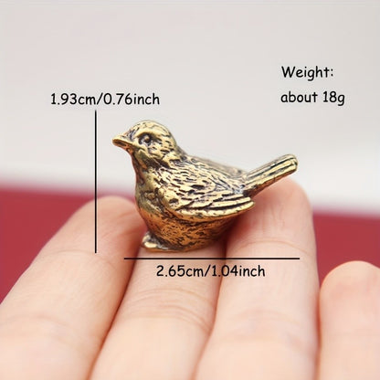 1 brass sparrow figurine, Christmas tea pet desktop home decoration, personalized fun Christmas gifts