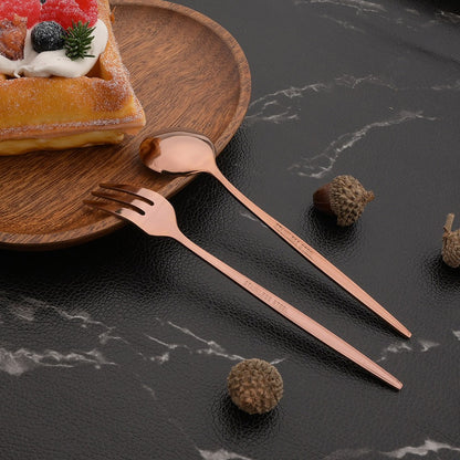 4Pcs Gold Fruit Cake Dinnerware Set Mirror Stainless Steel Tea Fork Set Snack Dessert Fork Small Salad Cutlery Kitchen Utensils