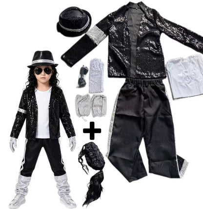 80s 90s Hip Hop Michael Jackson 5 Costume Boys Superstar Singer Outfit Halloween Carnival Stage Dance Cosplay Party Wear