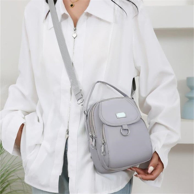 Lightweight Nylon Women's Crossbody Bag, Casual Mini Handbag with Multiple Zip Pouch, Chic Design Shoulder Bag for Everyday Use