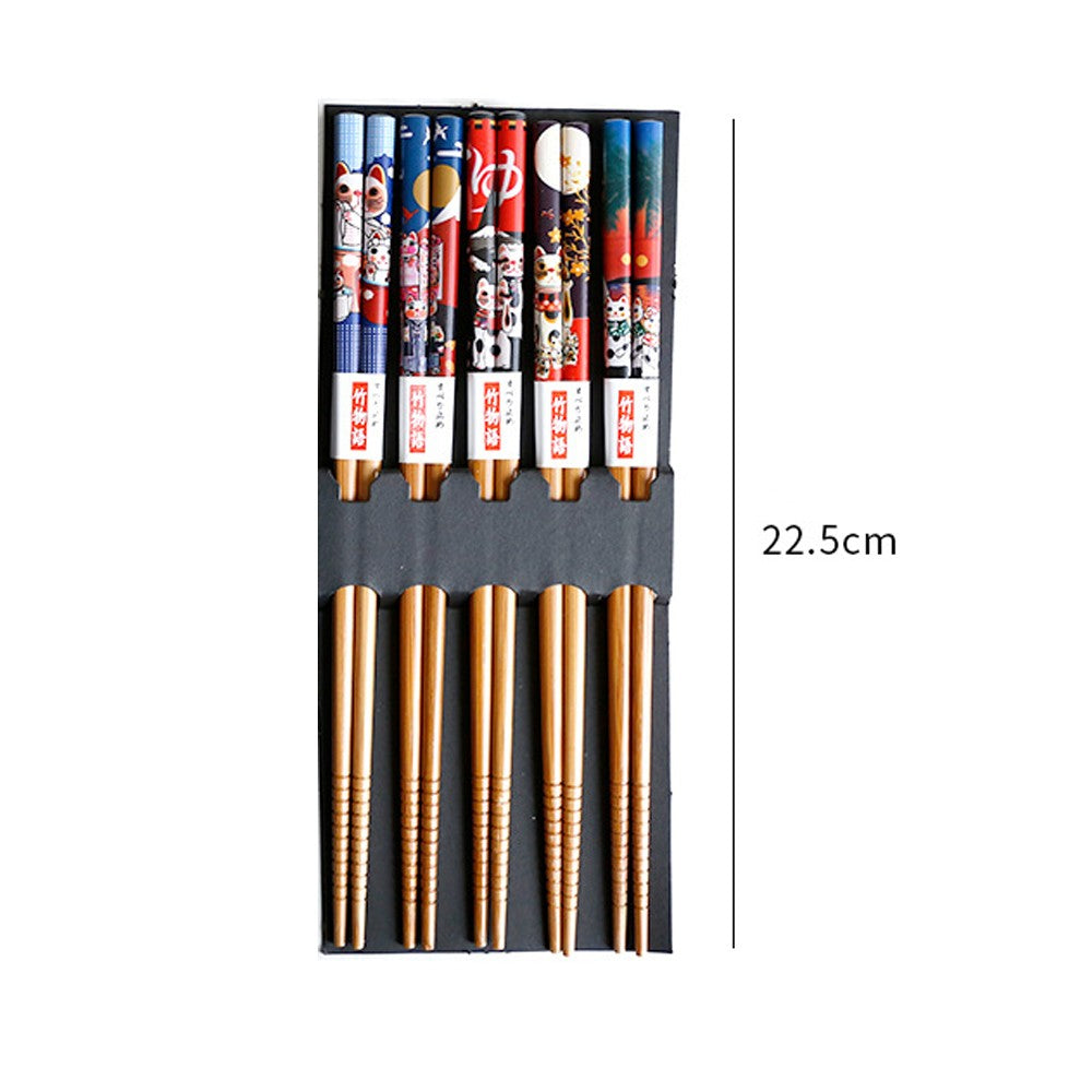 5 pares de pauzinhos japoneses para sushi, antiderrapantes, reutilizáveis, chineses, utensílios de mesa, presente, ferramentas de cozinha