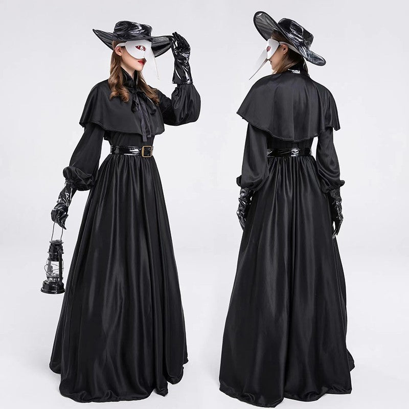 Medieval Robe Plague Doctor Cosplay Costume Bird Crow Long Mouth Mask Suit Monk Steampunk Priest Wizard Halloween Party Cloak