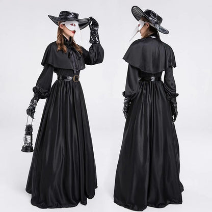 Medieval Robe Plague Doctor Cosplay Costume Bird Crow Long Mouth Mask Suit Monk Steampunk Priest Wizard Halloween Party Cloak