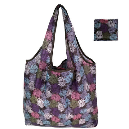 Foldable Floral Printed Casual Tote Female Handbags Single Shoulder Shopping Bags Daily Use Environment Protection Beach Bag