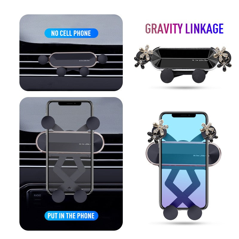 Cute Cartoon Red Bow Universal Gravity Car Phone Holder GPS Stand Bracket Creative Auto Air Vent Clip Mount Mobile Phone Holder