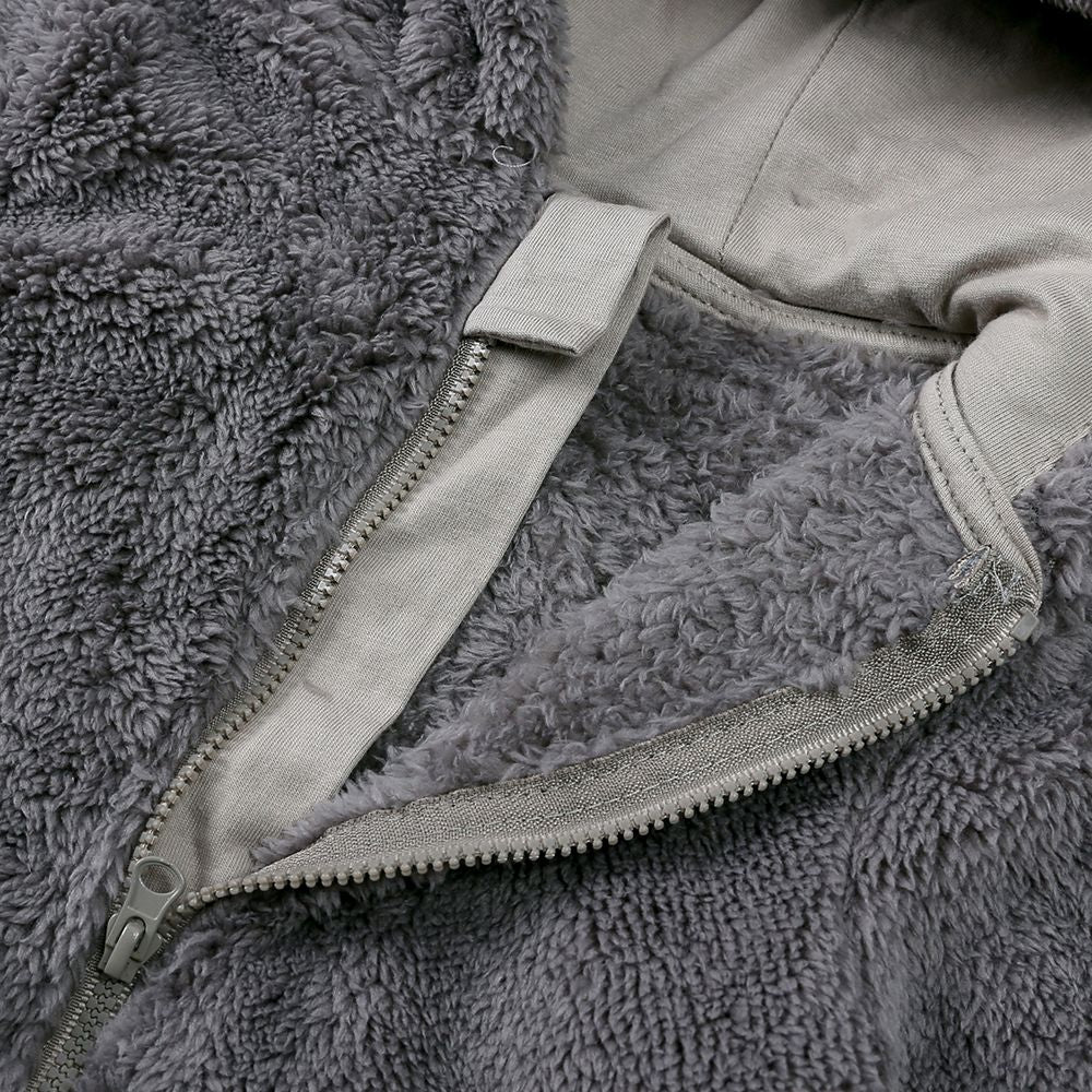 0-24M Baby Rompers Infant Clothes Winter Newborn Baby Boy Girl Zipper Bodysuit Bear Fleece Hooded Pyjamas