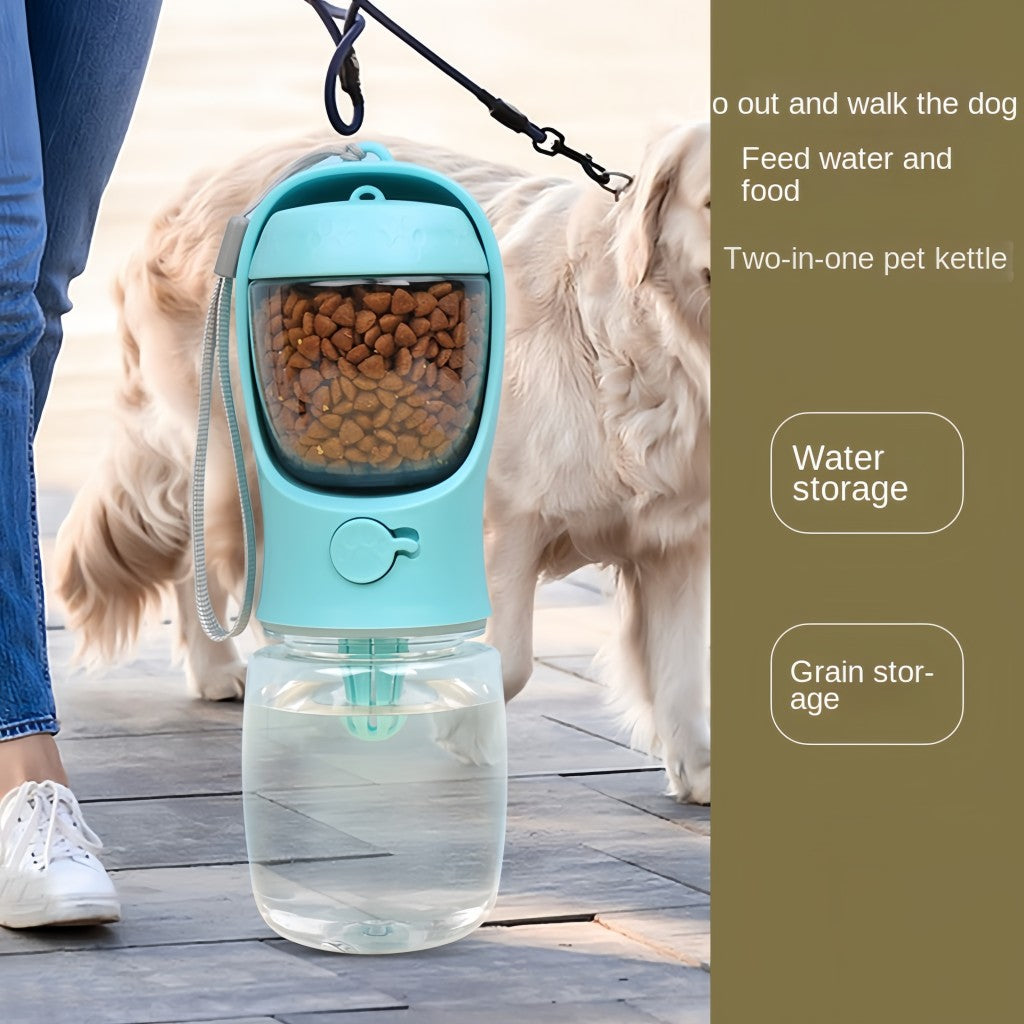 Garrafa Portátil para Cães e Gatos com Armazenamento de Comida e Água para Filhotes, Cães, Tigela Alimentadora, Viagem ao Ar Livre, Suprimentos para Animais de Estimação