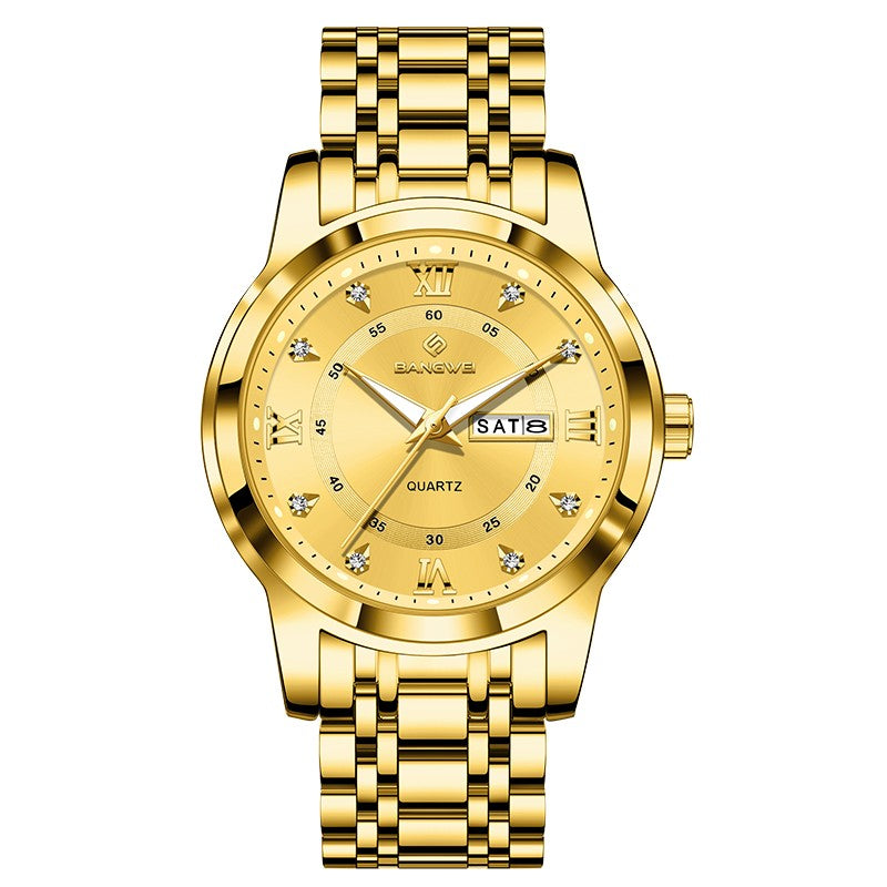 LIGE Brand BANGWEI Quartz Man Watch Fashion Stainless Steel Band Business Luxury Diamond Waterproof Calendar Watches for Men+Box