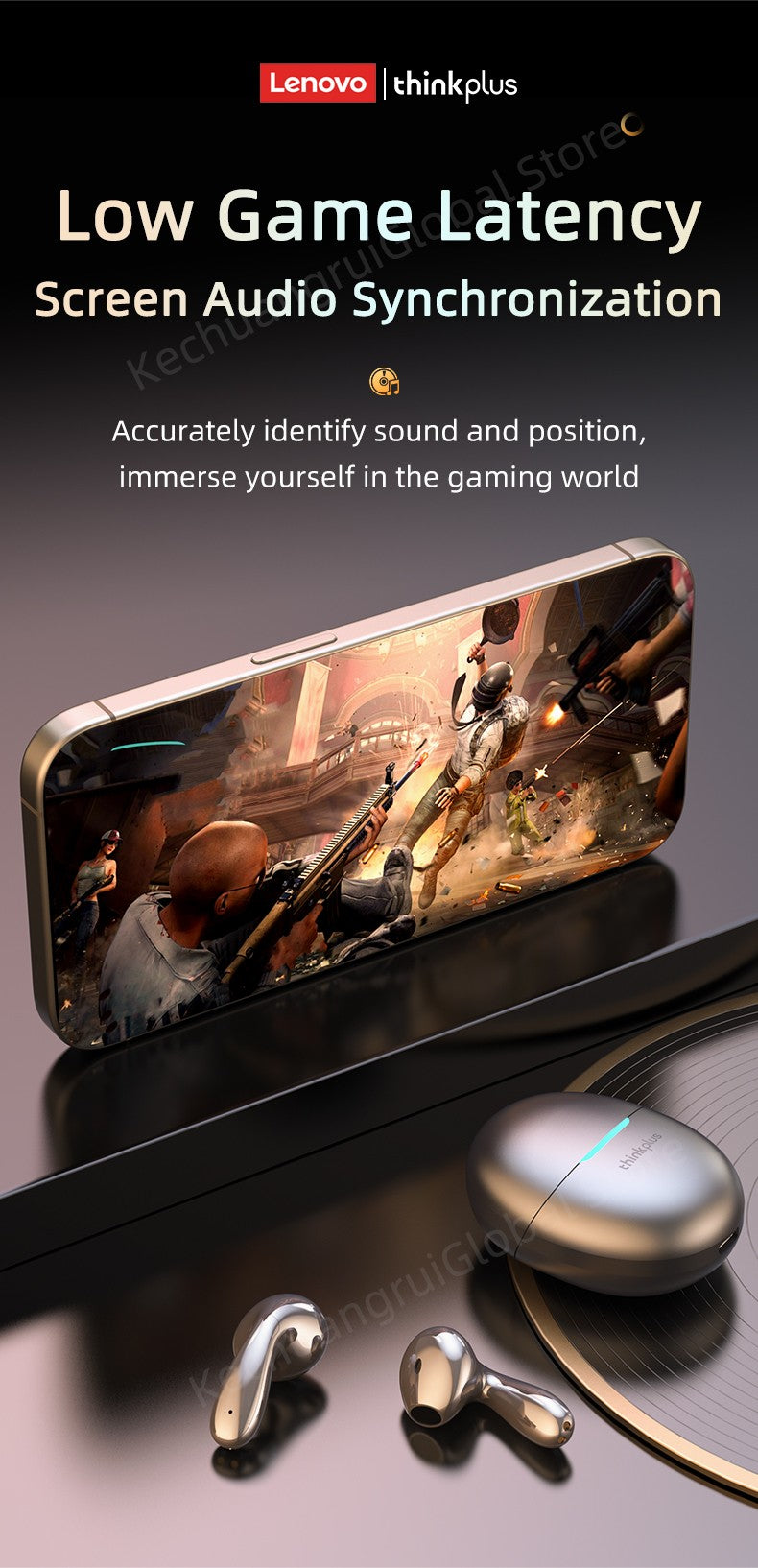 Original Lenovo LP48 TWS Wireless Bluetooth 5.4 Earphone Gaming Earbuds HIFI Music Headphones Noice Cancelling Dual Mode Headset