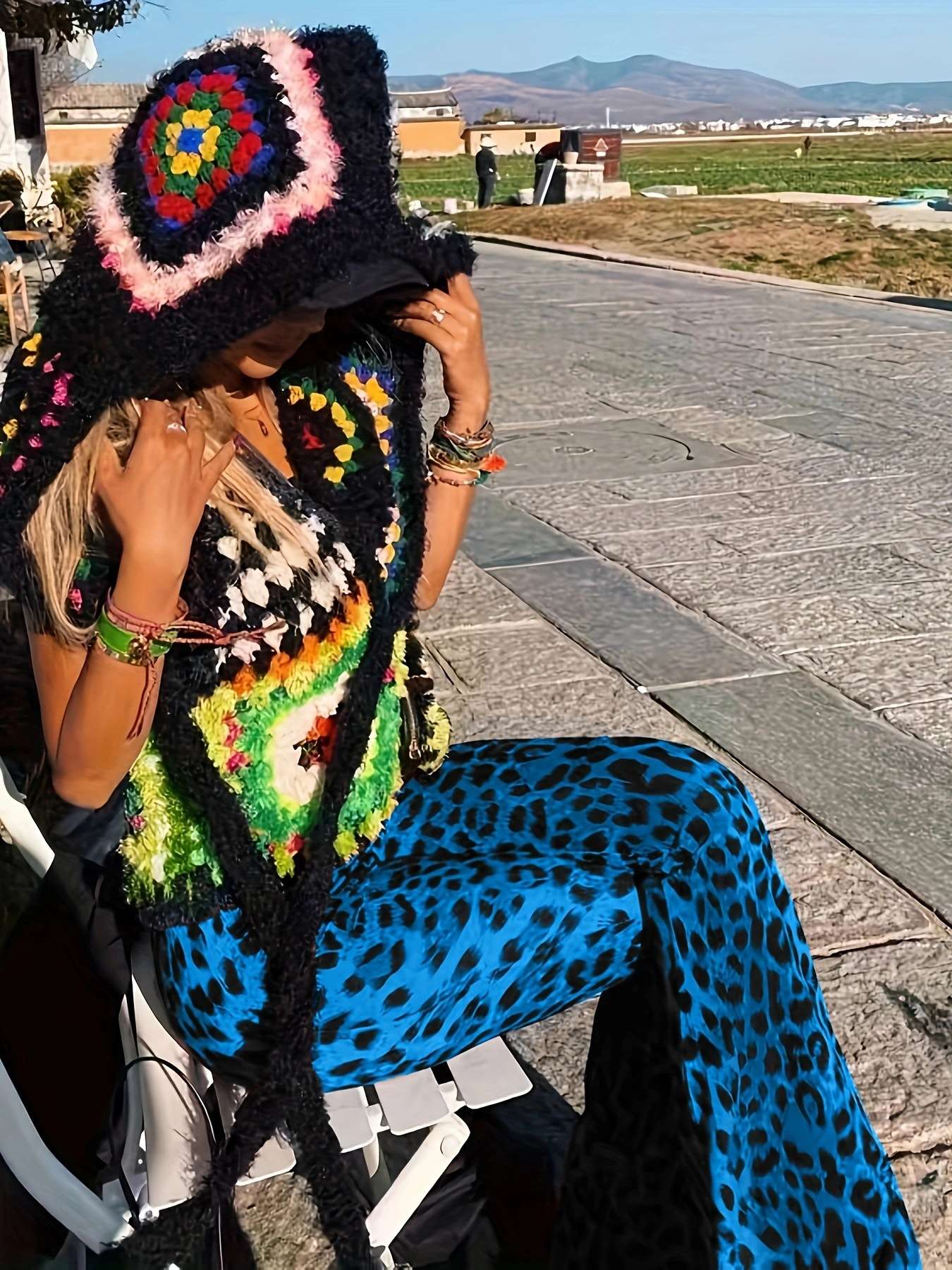 New High Waist Leopard Print Flare Pants Women's Stretchy Casual Streetwear Tummy Control Bootcut Trousers Elastic Waistband