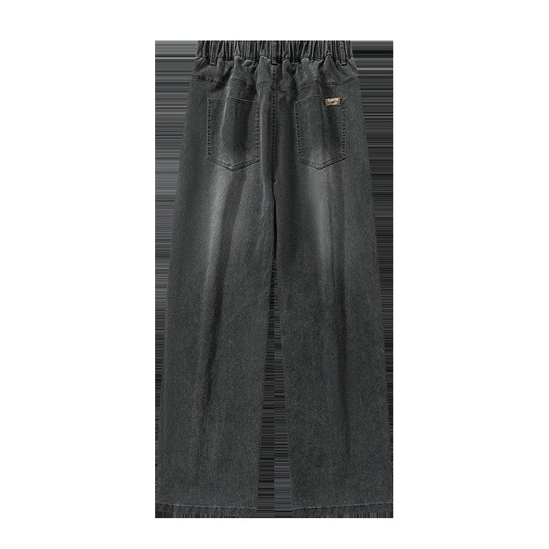 Calças jeans masculinas largas de perna reta, cintura alta, plus size, extra longas, 115cm, Primavera 190