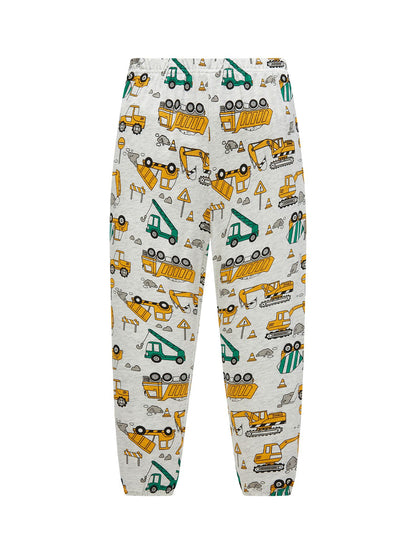 Pajamas Set for Boys 100% Cotton Full Print Excavator Kids Pjs Long Sleeve Elastic Cuffs Soft Sleepwear For Age 1-8 Years